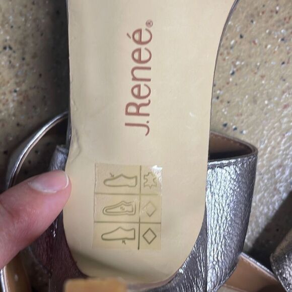 J. Reneé Soncino Metallic Kitten Heel Ankle Wrap Sandals 8.5W - Picture 12 of 13